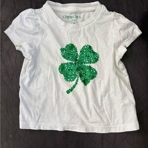 Crewcuts White Tee with Sparkling Green Shamrock